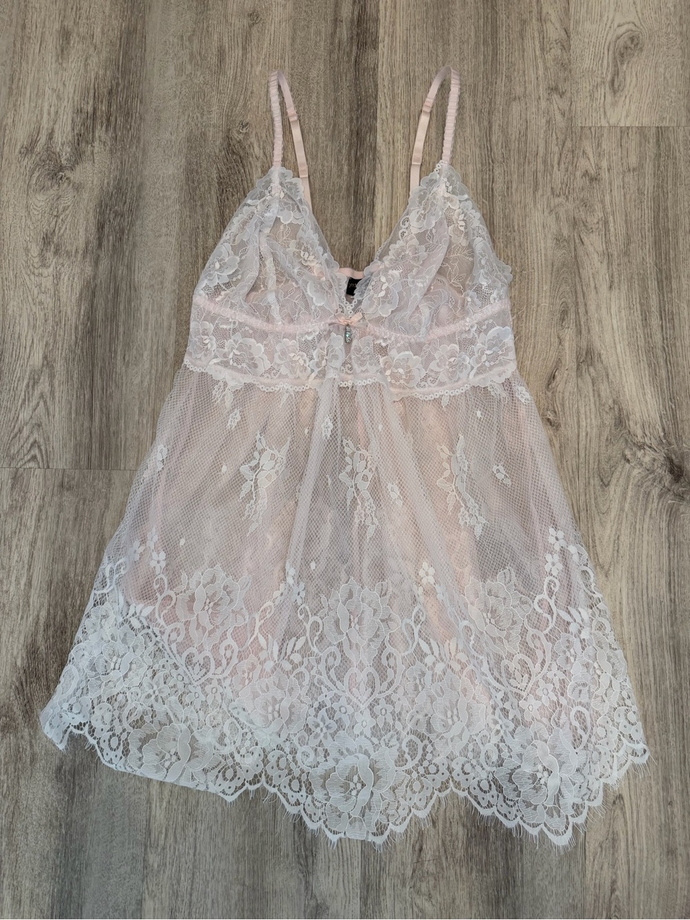 Seductivewear by Cinema Etoiles XL Pink White Lace Babydoll Lingerie